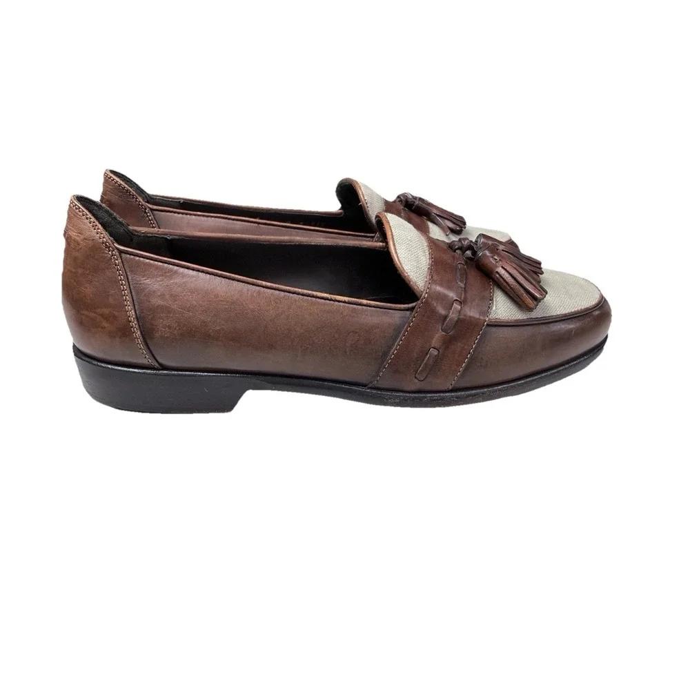 Vintage Handmade Bragano Brown Leather Tassel Loafers Calf 9 Dress Shoes‎ 3a